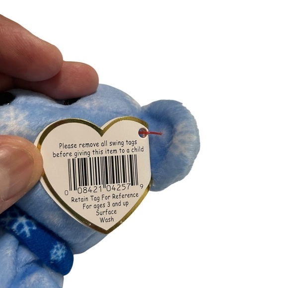 Ty Beanie Baby “1999 Holiday Teddy” – Blue Snowflake Bear with Tags - Picture 8 of 13
